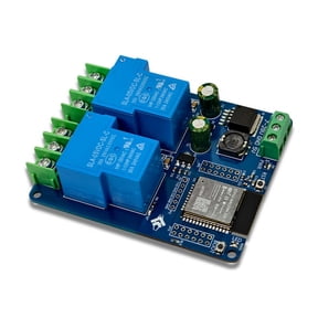 2-Channel WIFI Relay Module 30A ESP32-WROOM-32E Development Board Module for Smart Home Wireless Control DC7-28/5V,1 x Relay module 2 x 6P double-row pins 1 x 6P single-row pins,Blue