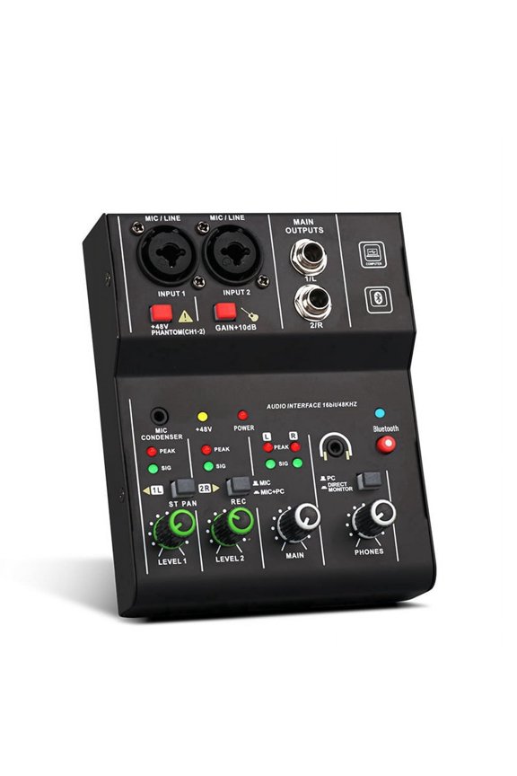 2 Channels Mini USB Mixer Professional Portable Audio Interface Sound Card Console for Guitar Recording Studio Singing