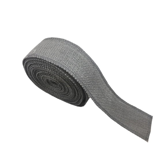 2 Charcoal Grey Burlap Ribbon 10 Yards Serged Made In Usa-,