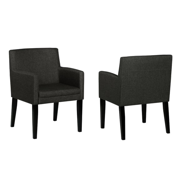 Of 2 Charcoal Grey Upholstered Arm Chairs For Dining - Sleek And Comfortable Fabric With Upholstery Mid-century Inspired Design Cushioned Arms Easy To Build 24.1in Depth X 23.45in Width 33.2in
