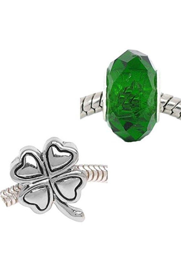2 Charms for St Patrick's Charm Beads for Snake Chain Charm Bracelet