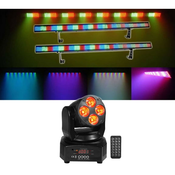(2) Chauvet COLORSTRIP DMX LED Light Bar Effect Color Strips+RGBW Moving Head