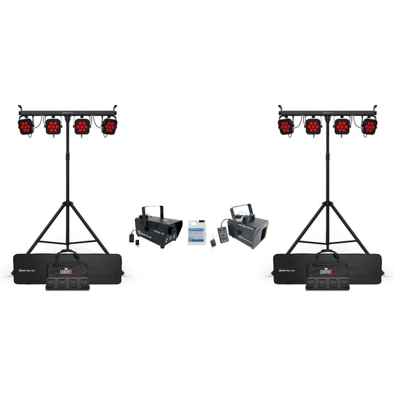 2 Chauvet DJ 4BAR HEX ILS RGBAW+UV LED Wash Lighting Systems+Haze Machine+Fogger