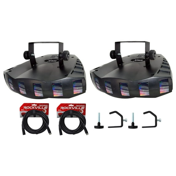 2 Chauvet DJ DERBY X DMX-512 Multi Colored Derby Club Light Effect+Cables+Clamps
