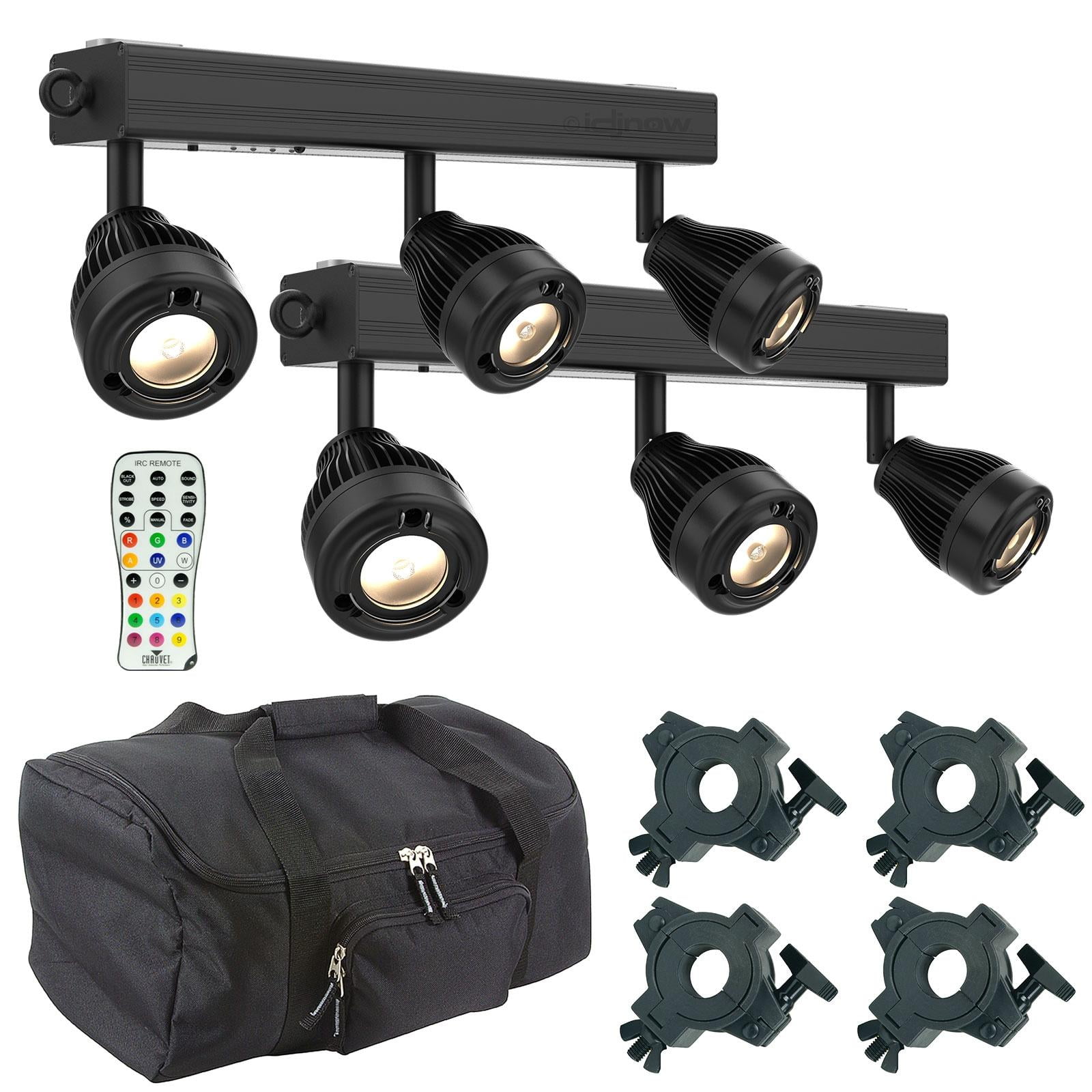 (2) Chauvet DJ EZ Bar BatteryPowered Pin Spot Light Bars with Carry Case Package