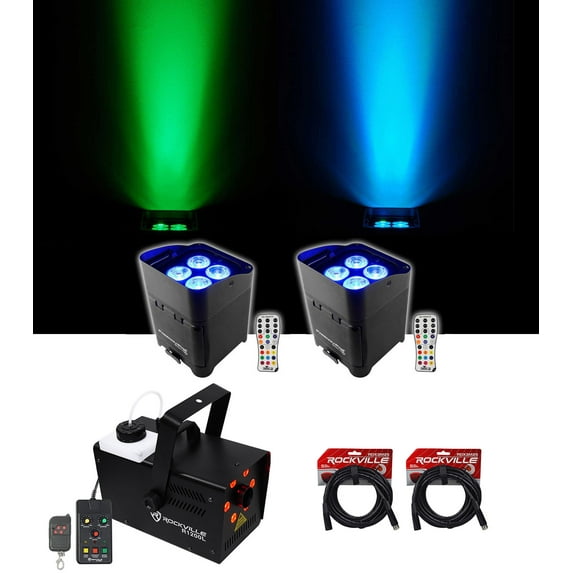(2) Chauvet DJ Freedom Par Quad-4 IP Wireless Indoor/Outdoor Wash Lights+Fogger