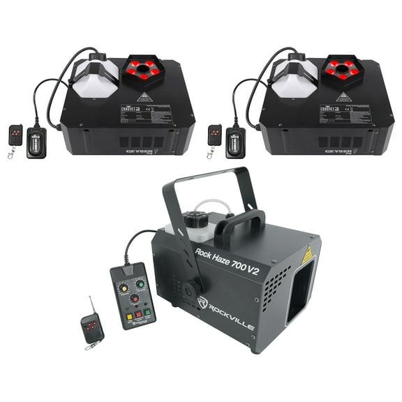 (2) Chauvet DJ GEYSER P5 DMX Fog Machines Foggers, RGBA+UV LED Effects+Hazer