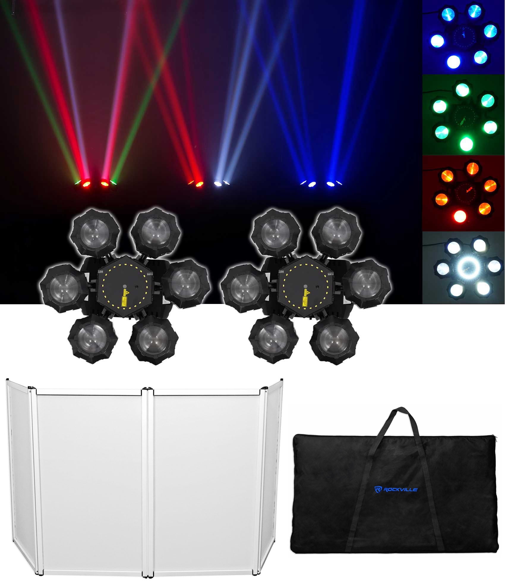 (2) Chauvet DJ Helicopter Q6 DMX Rotating Dance Floor Effect Lights ...