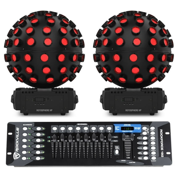 (2) Chauvet DJ Rotosphere HP LED Rotating Mirror Ball Simulators+DMX Controller