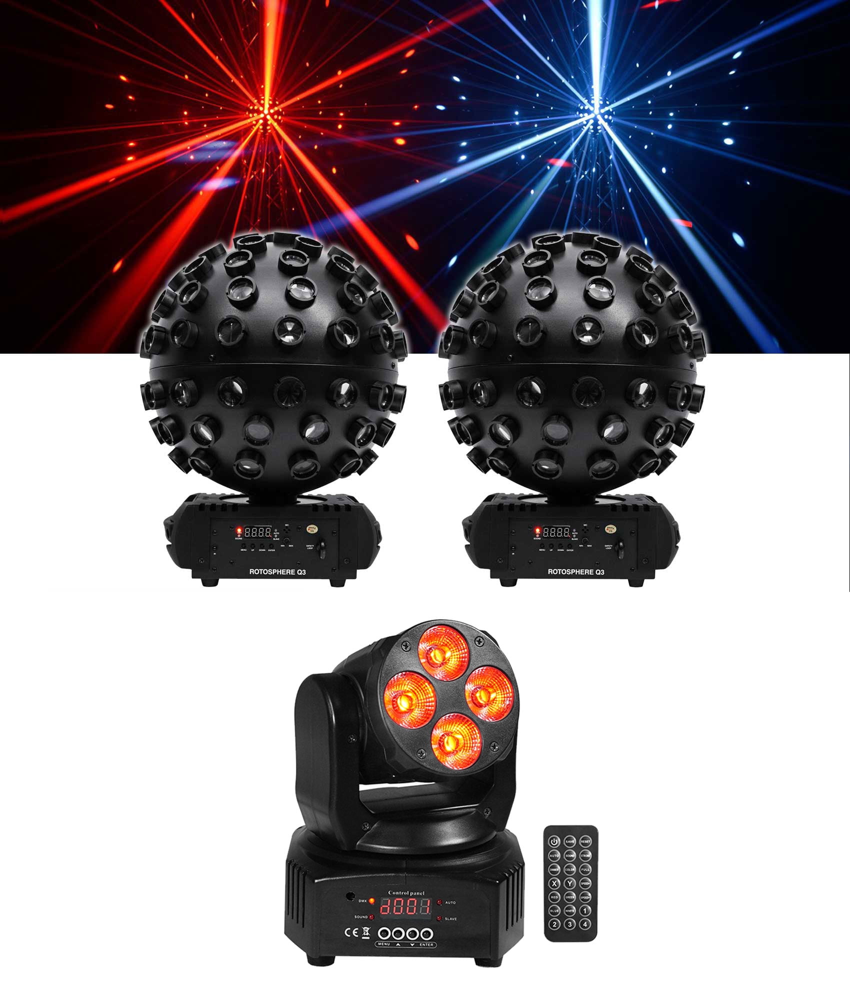 (2) Chauvet DJ Rotosphere Q3 Mirror Ball Dance Floor Effect Lights