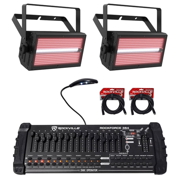 (2) Chauvet DJ Shocker Panel FX Blinder/Eye Candy Effect Lights+DMX Controller