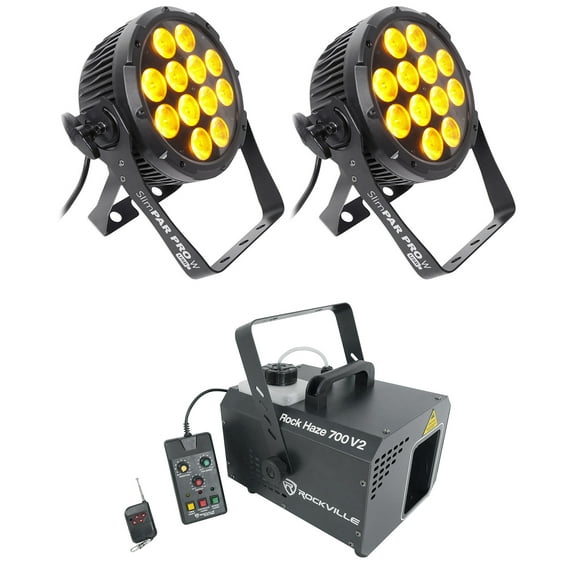 2 Chauvet DJ SlimPar Pro W USB Variable White D-Fi LED Par Can Wash lights+Hazer