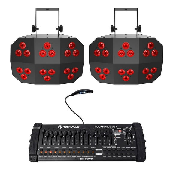 (2) Chauvet DJ Wash FX 2 RGB+UV Eye Candy Effect Wash Lights+DMX Controller