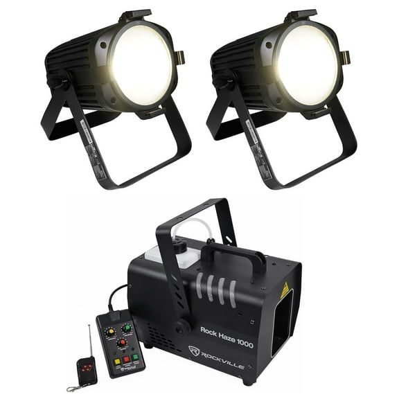 (2) Chauvet EVE P-100 WW Warm White D-Fi USB DMX Wash Stage Lights+Haze Machine
