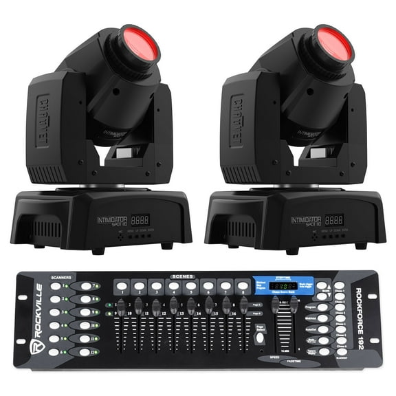 (2) Chauvet Intimidator Spot 110 Compact Moving Head Lights+DMX Controller