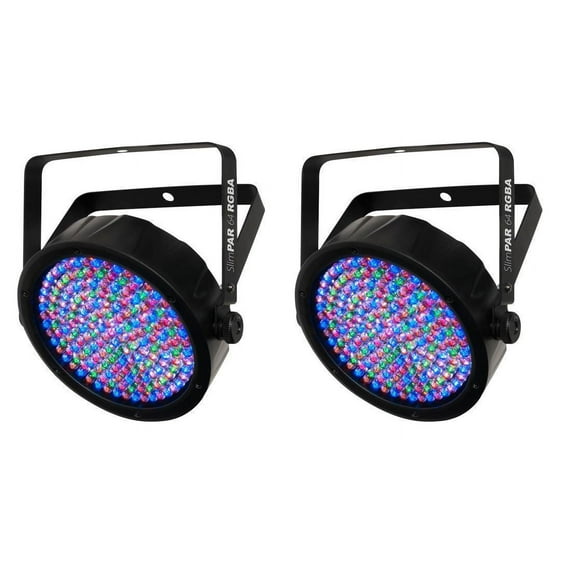 (2) Chauvet SlimPAR 64 RGBA Compact DMX LED Wash Light Slim Par SlimPAR64