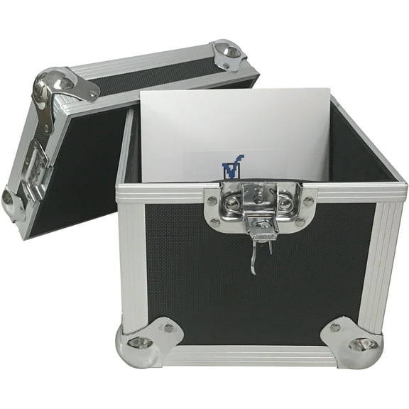 (2) CheckOutStore Aluminum Heavy Duty 7" 45 RPM Vinyl Record Album Storage Box (Holds Up to 100 Records) (Black)