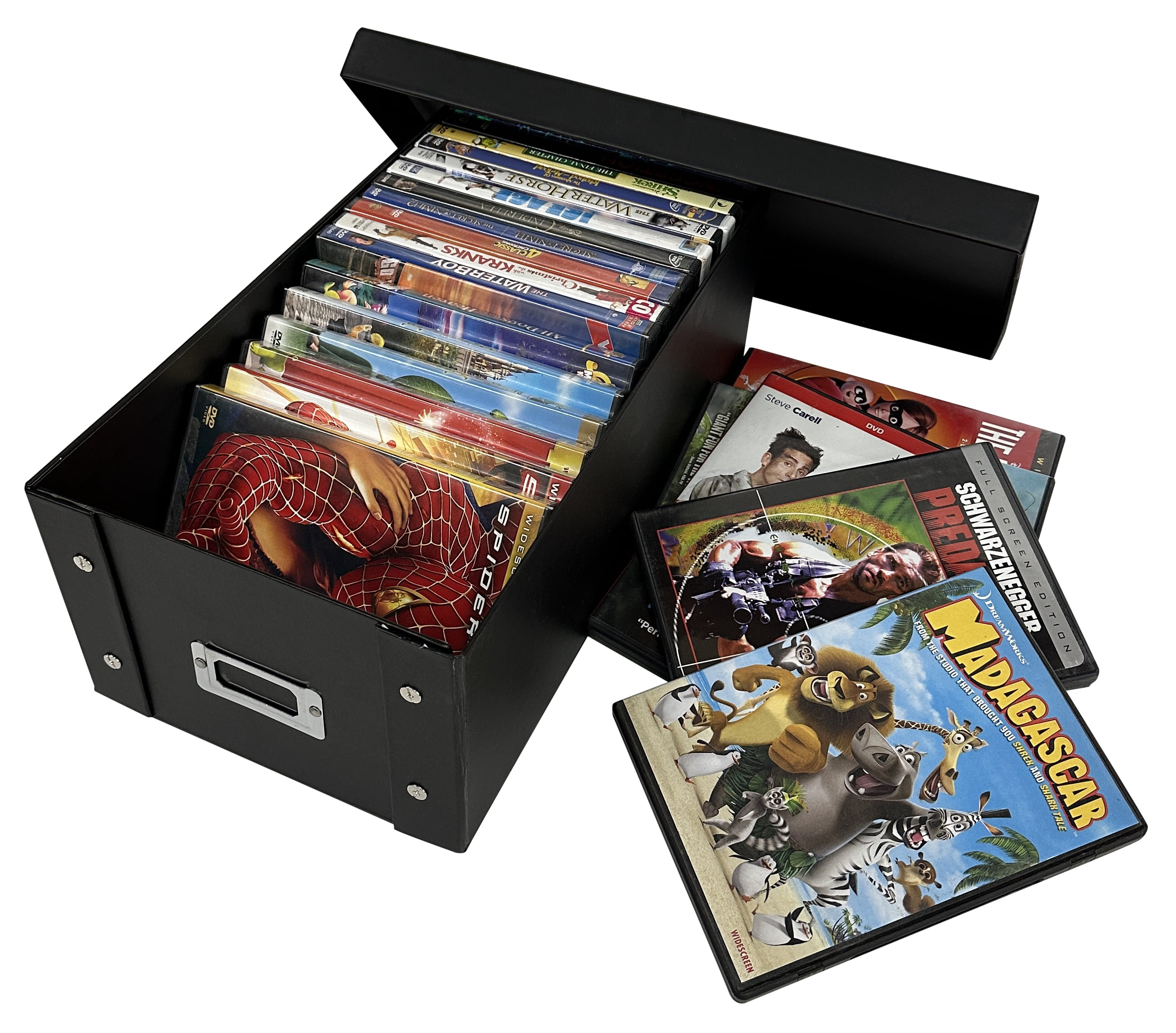 Dvd Rack Plastic Black 2 CheckOutStore Black DVD Cases Storage Box (Holds 25 Cases) - Walmart.com