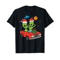 thumbnail image 1 of 2 Christmas Aliens In Car Funny Xmas Space Men Women T-Shirt Black Tee, 1 of 5