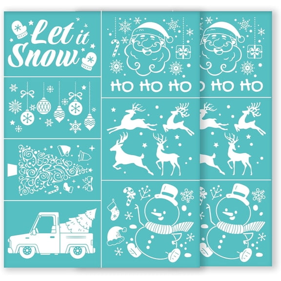 2 Christmas Sign Self-Adhesive Silk Screen Printing Stencils 8.5x11 Inch Reusable Mesh Transfer Stencils Christmas Tree Snowman Santa Chalk Paste Paint Stencils for Painting Home Decor