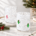 2 Christmas Tree Icon Juice Glasses, 14oz, Stemless Glassware for ...