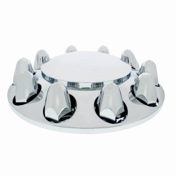 (2) Chrome Plastic Semi Truck Front Wheel Axle Hub Covers / 1.5" / Removable Cap