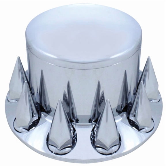 (2) Chrome Plastic Semi Truck Rear Wheel Axle Hub Covers / 33mm Thread On Caps