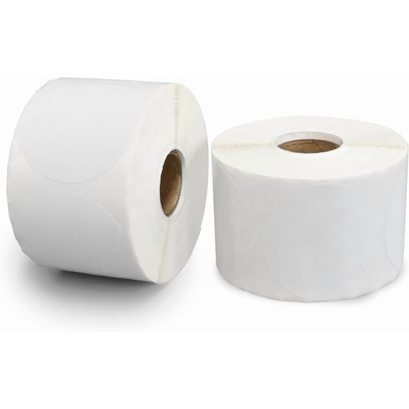 2" Circle Direct Thermal Barcode Sticker Labels, Self-Adhesive Round White Shipping Label, Compatible with Rollo & Zebra Printers, 1500 Labels (2Rolls)
