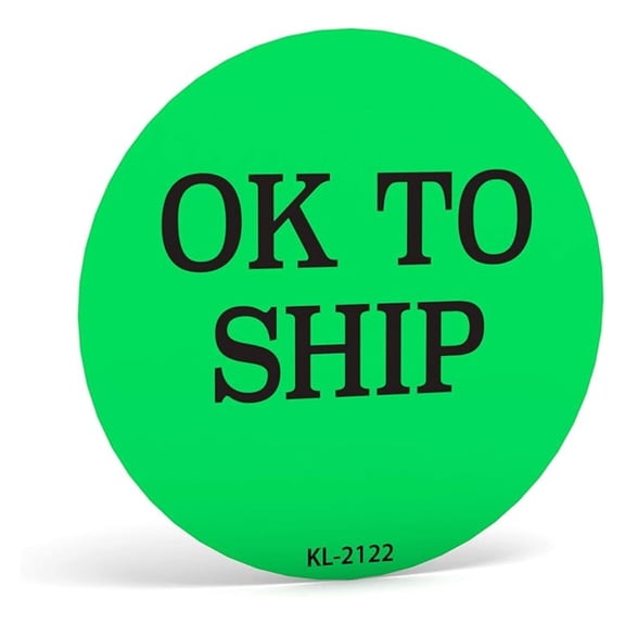 2" Circle Inventory Control Stickers for Shipping and Inventory - 500 Permanent Adhesive Labels Per Roll Made in The USA (OK to Ship Green, 12 Pack)