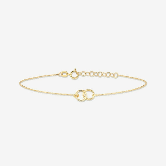 2 Circles Bracelet in 14K Solid Gold for Women