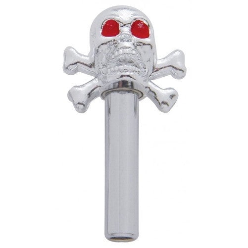 (2) Classic Car Pickup Truck Chrome Plastic Skull Door Locks Knobs Caps