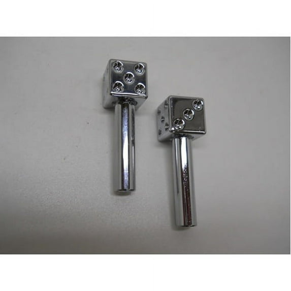 (2) Classic Vintage Car Pickup Truck Chrome Dice Door Locks Knobs Caps