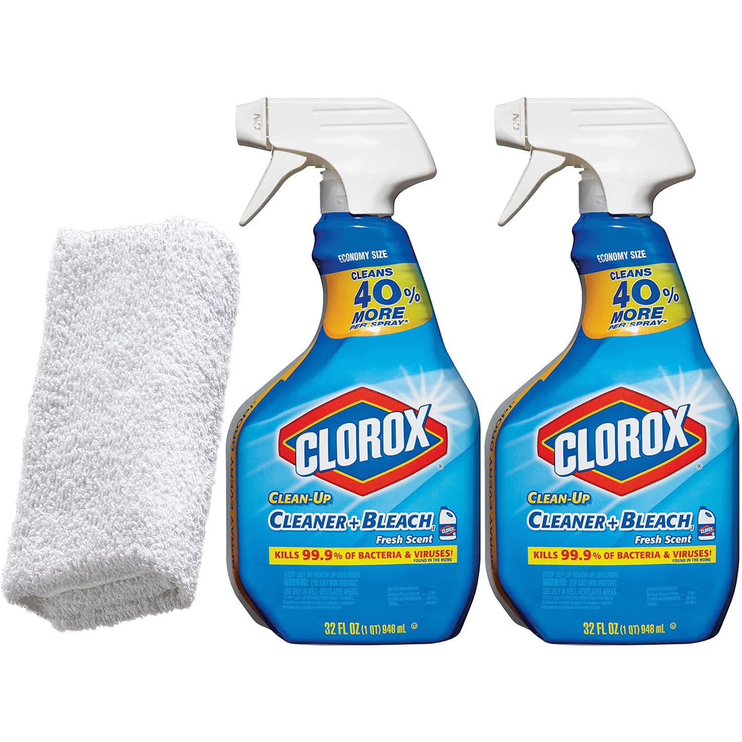 2 CleanUp Cleaner with Bleach, 32oz Fresh Scent Bleach Spray + Daley
