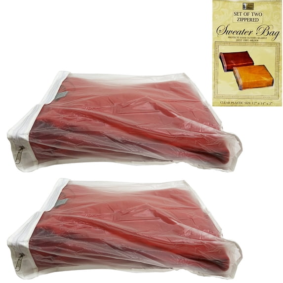 2 Clear Garment Bag Sweater Storage 14" Protect Jacket Clothes Cover Dust Travel