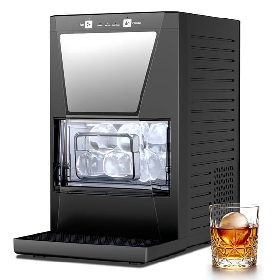 2" Clear Ice Ball Maker Countertop, Crystal Ice Sphere Machine with Self-Cleaning, Sensor Touch Panel, Water Funnel & Ice Tong for Whiskey, Bourbon & Cocktails