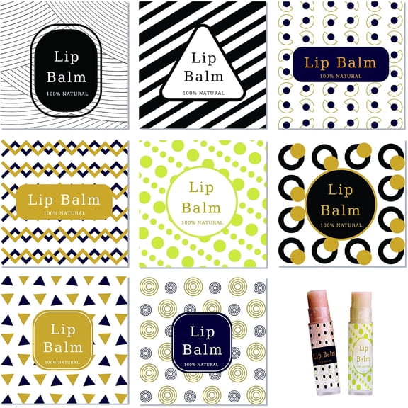 2" Clear Lip Balm Labels - 80pcs Printable Waterproof Stickers for Tubes Handcream Candle Container (Geometry) colorful