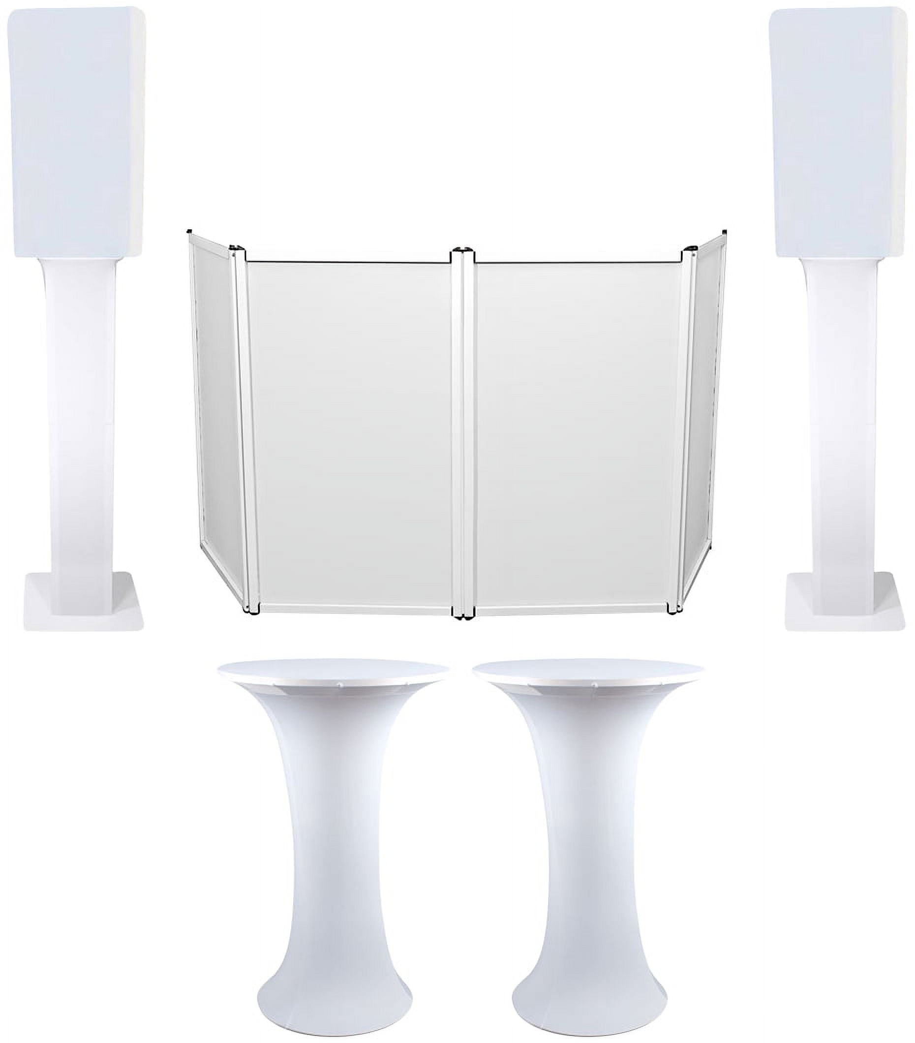 2) Club Scene Highboy Tables+White 12" Speaker Scrims+DJ Facade+2 ...