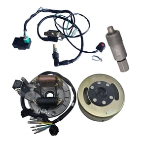 2 Coil Stator Ignition Magneto Flywheel with Wiring Harness CDI Kit Flywheel Puller Fits 50cc -150cc 4 Stroke Dirt Pit Bike Quad ATV UTV Go Kart Banshee Raptor Blaster PW SSR Lifan Zongshen Taotao