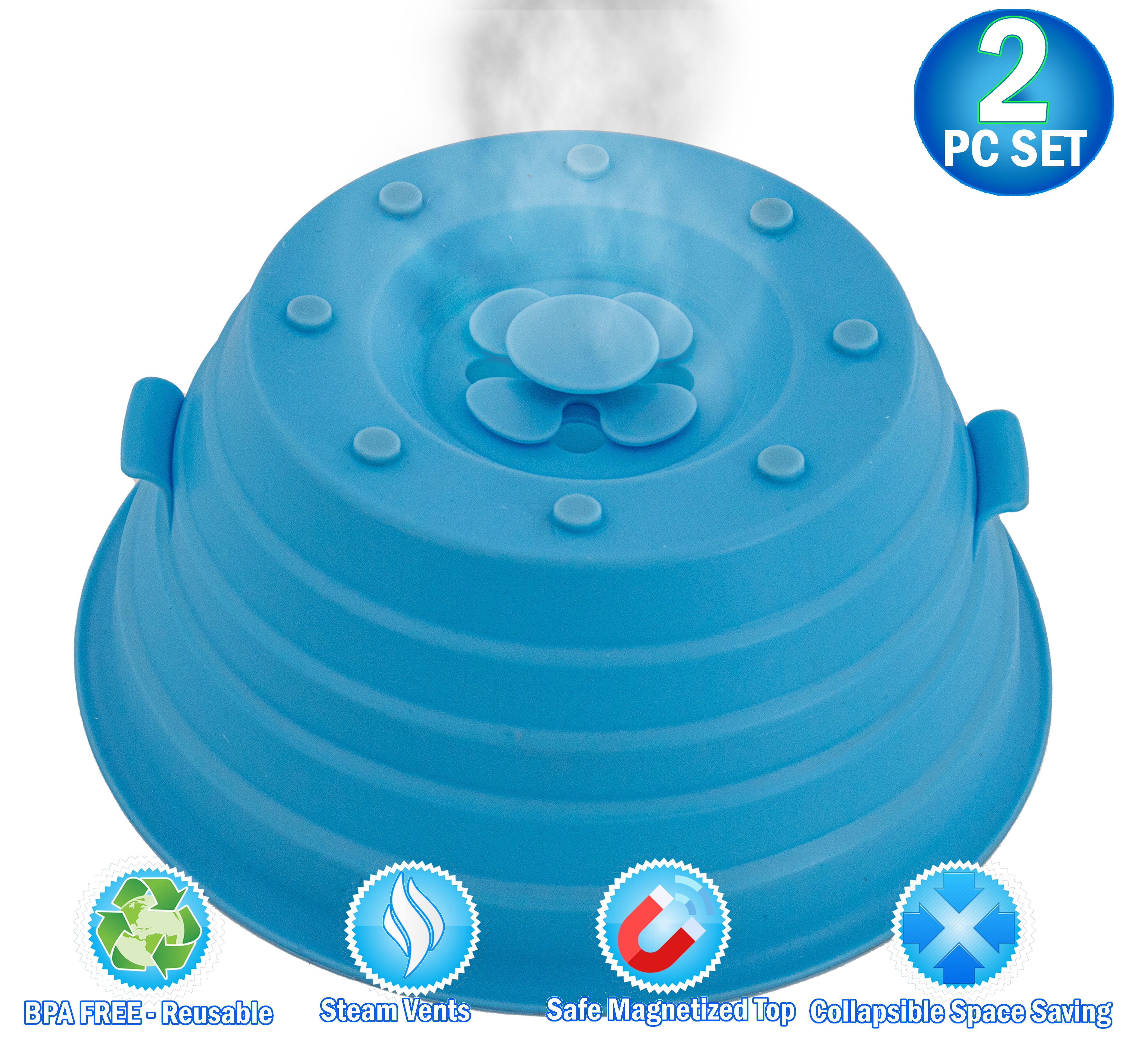 2 Collapsible Silicone Microwave Lid AntiSplatter, Moisture