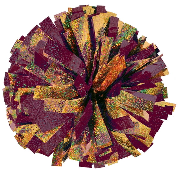 2-Color Holographic Mix Youth Cheer Pom - Maroon/Gold