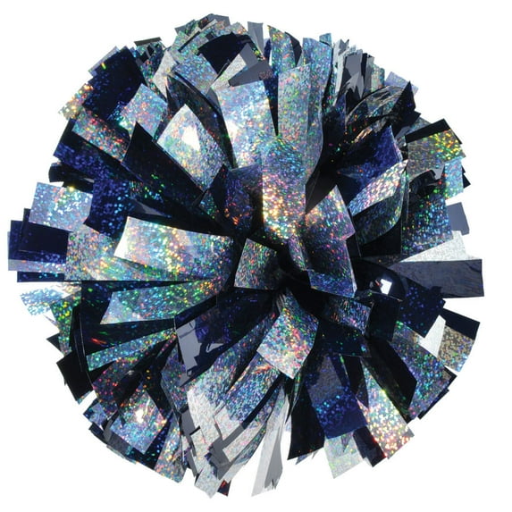 2-Color Holographic Mix Youth Cheer Pom - Navy/Silver