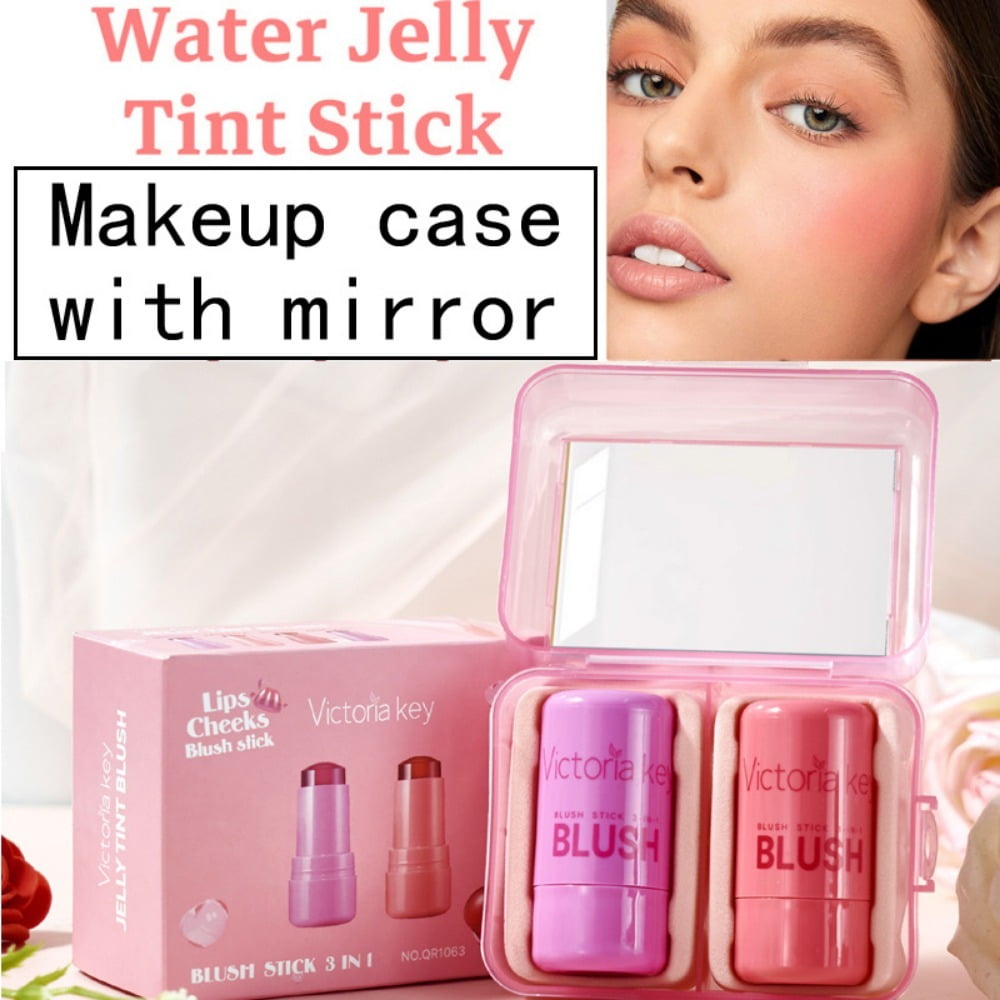 2 Color Milk Jelly Blush Stick Cooling Water Jelly Lip Stain Cheek