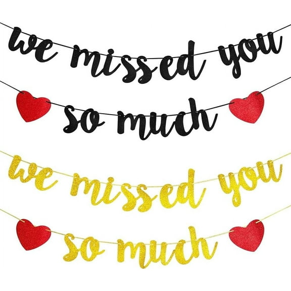 2 Color We Missed You So Much Banner Going Away Farewell Retirement Glitter Paper Flag Strand Hang Sign in Script for Wedding Graduation Office Work Birthday Party DIYDIY