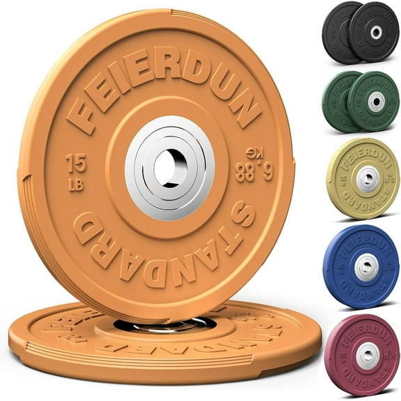 2" Color Olympic Bumper Plate Weight Plate for Strength Training - 100% Virgin Rubber