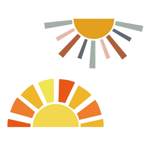 2 Color Sun Theme Wall Decal Sunrise Sunset Wall Stickers Natural Landscape Stickers for Wall Decor for Living Room Bedroom