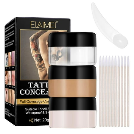 2 Color Waterproof Tattoo Cover Up Concealer for Body Birthmarks Scars Spots Tattoo Makeup Cover Cream,Long Lasting Tattoo concealer palette Camouflage