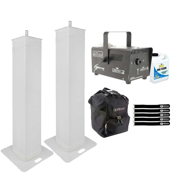 (2) ColorKey CKU-8010 LS8 8ft Adjustable Height Lighting Podium Stands with Protective Lighting / Utility Case Package