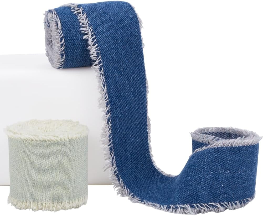 2 Colors 1 3/4 Inch Denim Blue Fabric Trim Cowboy Frayed Raw Edge ...