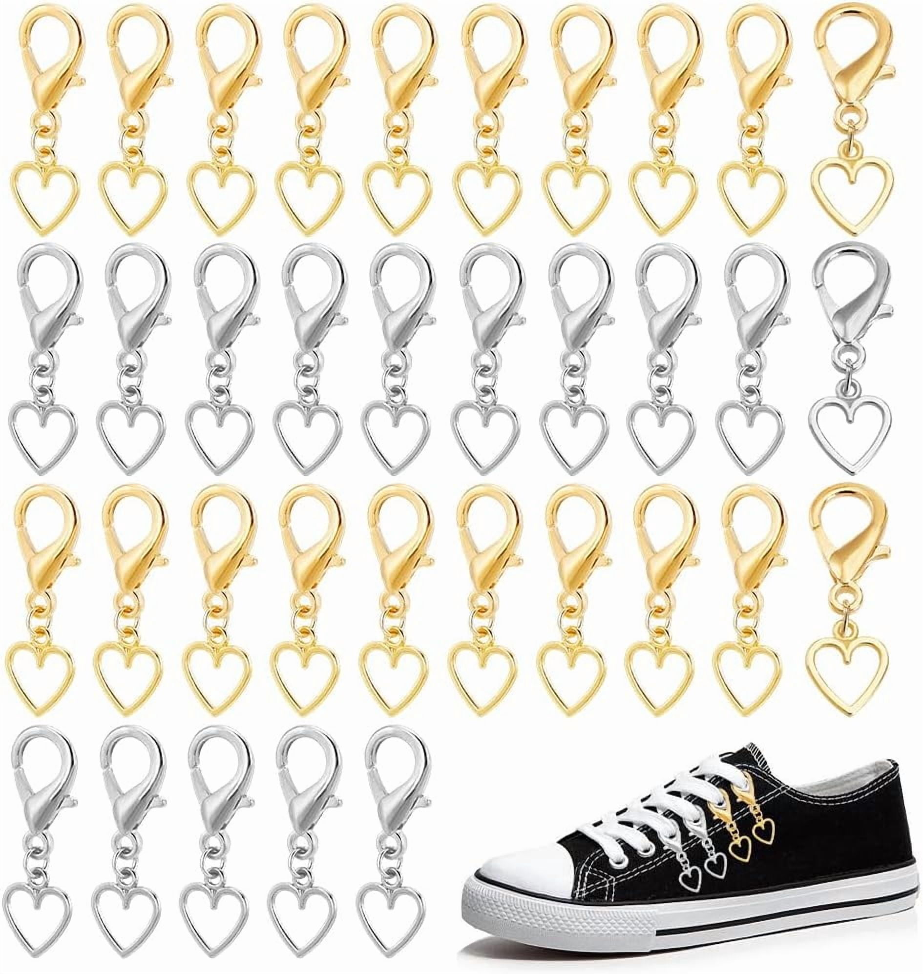 2 Colors 40Pcs Heart Alloy Shoes Charms for Sneakers Shoe Lace Clip ...
