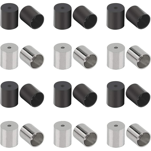 2 Colors 40pcs Stainless Steel Cord Ends Column Leather Cord End Caps Cord 6mm Inner Diameter End Caps Cord End